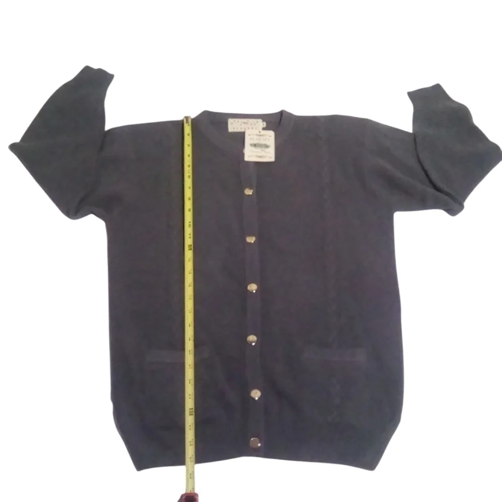 Blarney Lambswool Angora Gray Button Down Cardigan Pocket Sweater Size 2
